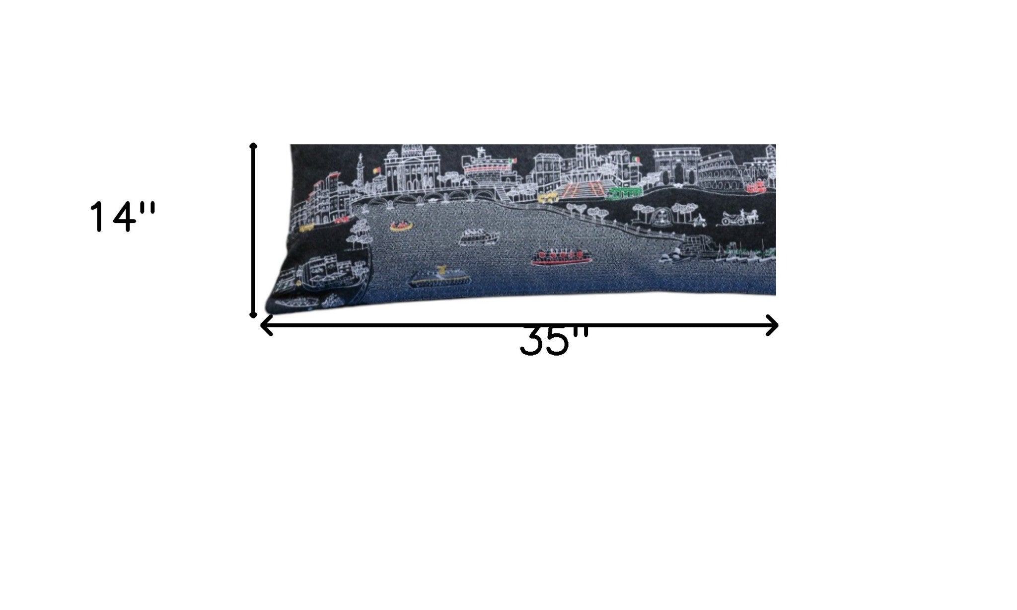 35" Black Rome Nighttime Skyline Lumbar Decorative Pillow - Homeroots - Flyclothing LLC