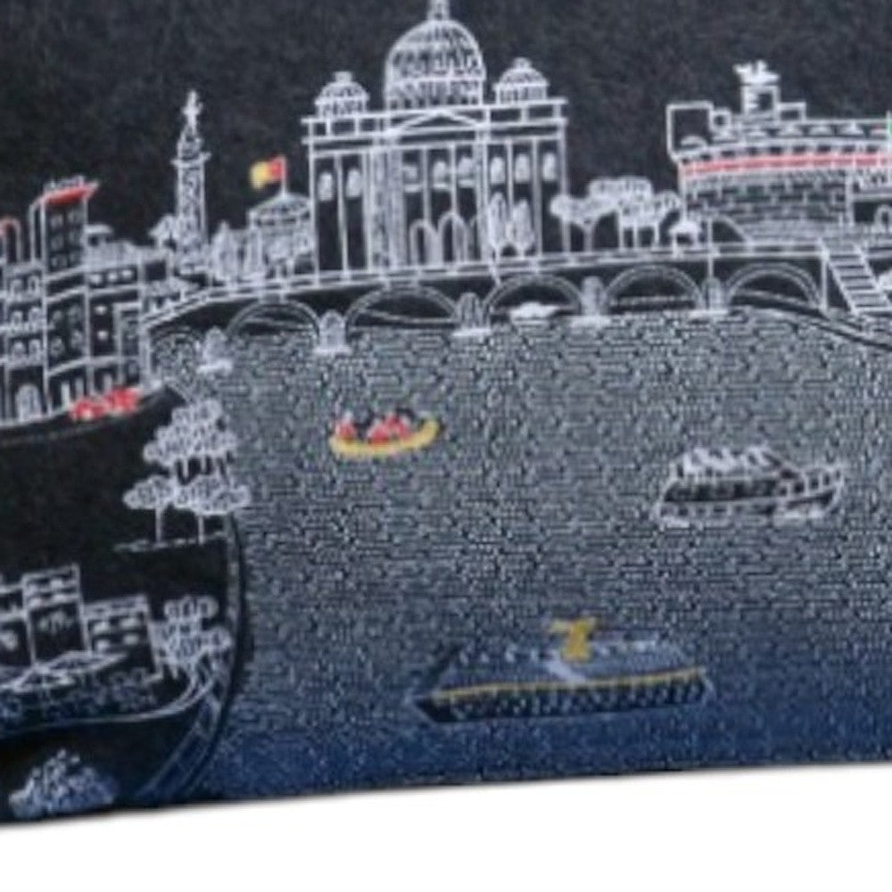 35" Black Rome Nighttime Skyline Lumbar Decorative Pillow - Homeroots - Flyclothing LLC