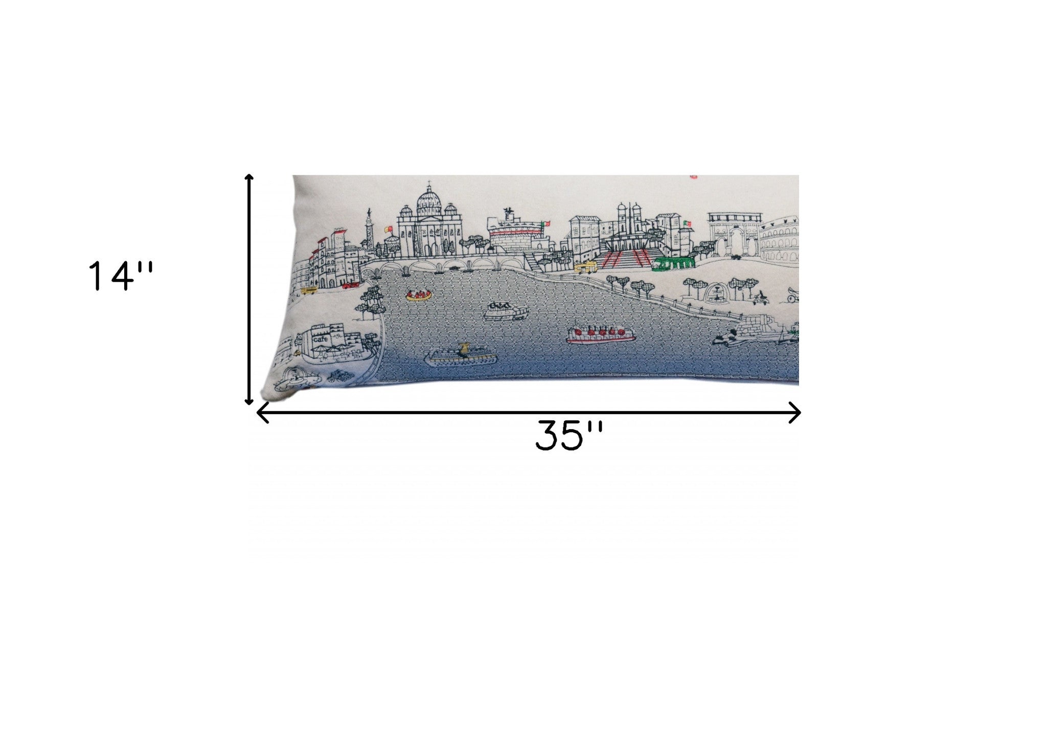 35" White Rome Daylight Skyline Lumbar Decorative Pillow - Homeroots - Flyclothing LLC