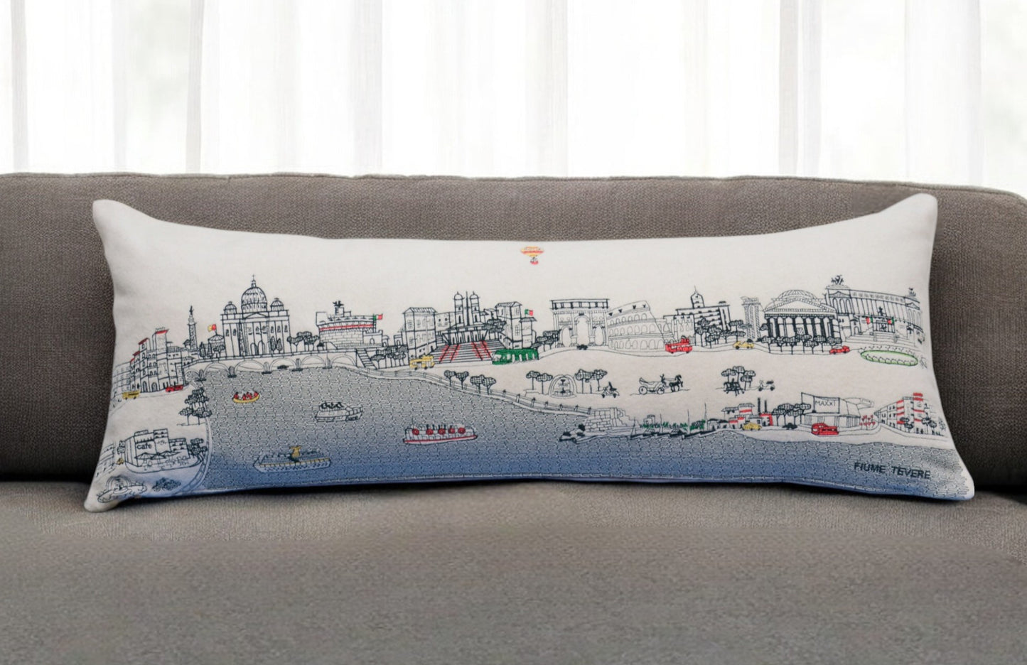 35" White Rome Daylight Skyline Lumbar Decorative Pillow - Homeroots - Flyclothing LLC