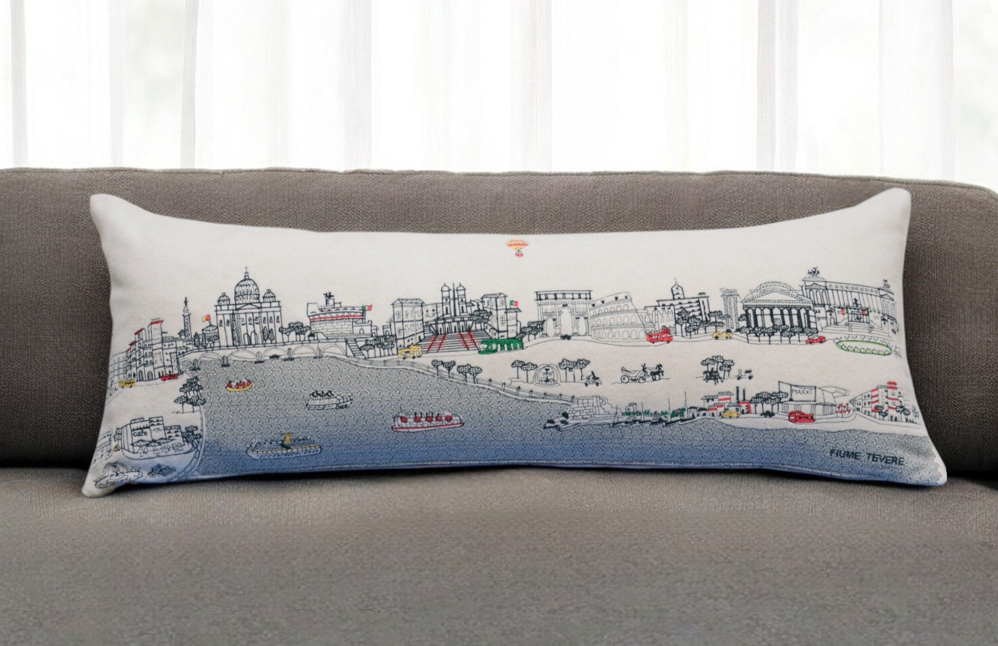 35" White Rome Daylight Skyline Lumbar Decorative Pillow - Homeroots - Flyclothing LLC