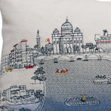 35" White Rome Daylight Skyline Lumbar Decorative Pillow - Homeroots