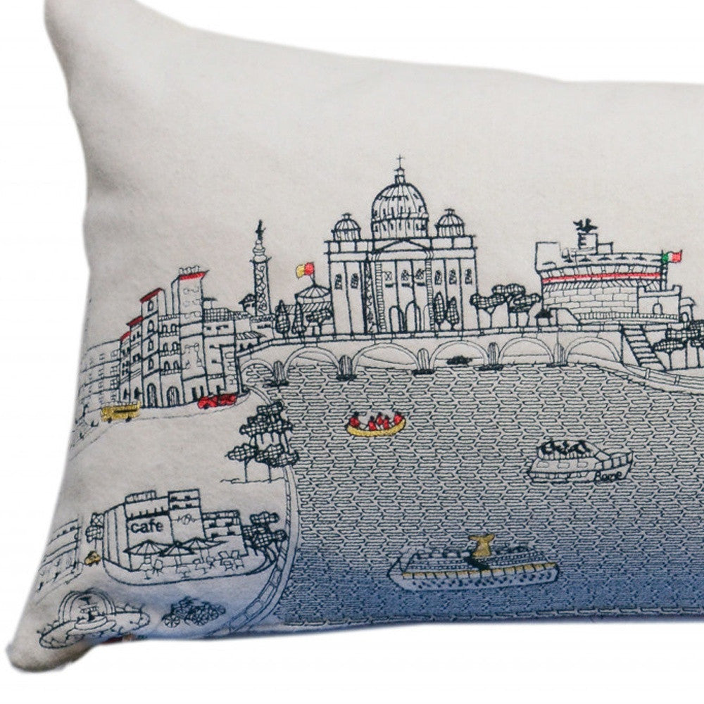 35" White Rome Daylight Skyline Lumbar Decorative Pillow - Homeroots - Flyclothing LLC