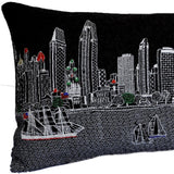 35" Black San Diego Nighttime Skyline Lumbar Decorative Pillow - Homeroots - Flyclothing LLC