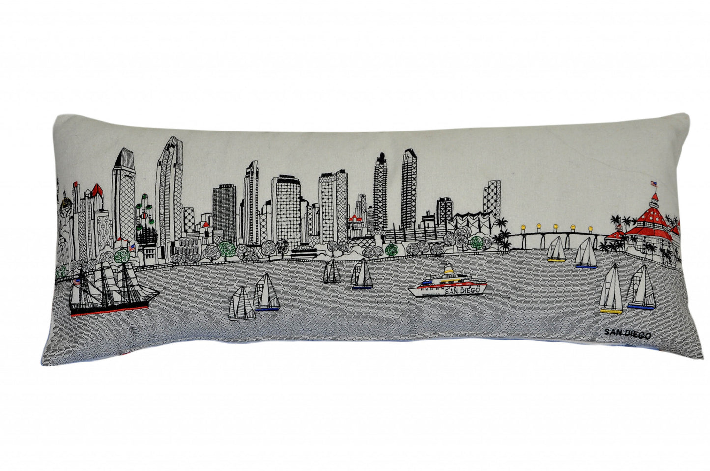 35" White San Diego Daylight Skyline Lumbar Decorative Pillow - Homeroots - Flyclothing LLC