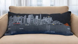 35" Black San Francisco Nighttime Skyline Lumbar Decorative Pillow - Homeroots - Flyclothing LLC