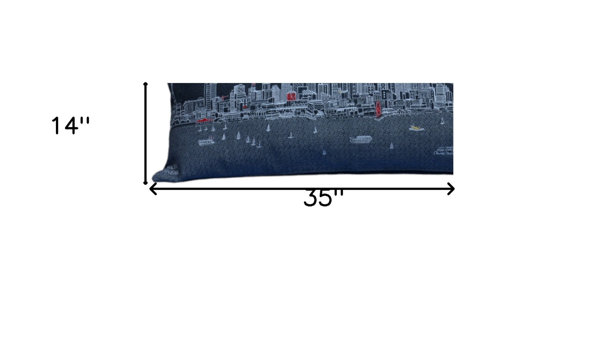 35" Black Seattle Nighttime Skyline Lumbar Decorative Pillow - Homeroots - Flyclothing LLC
