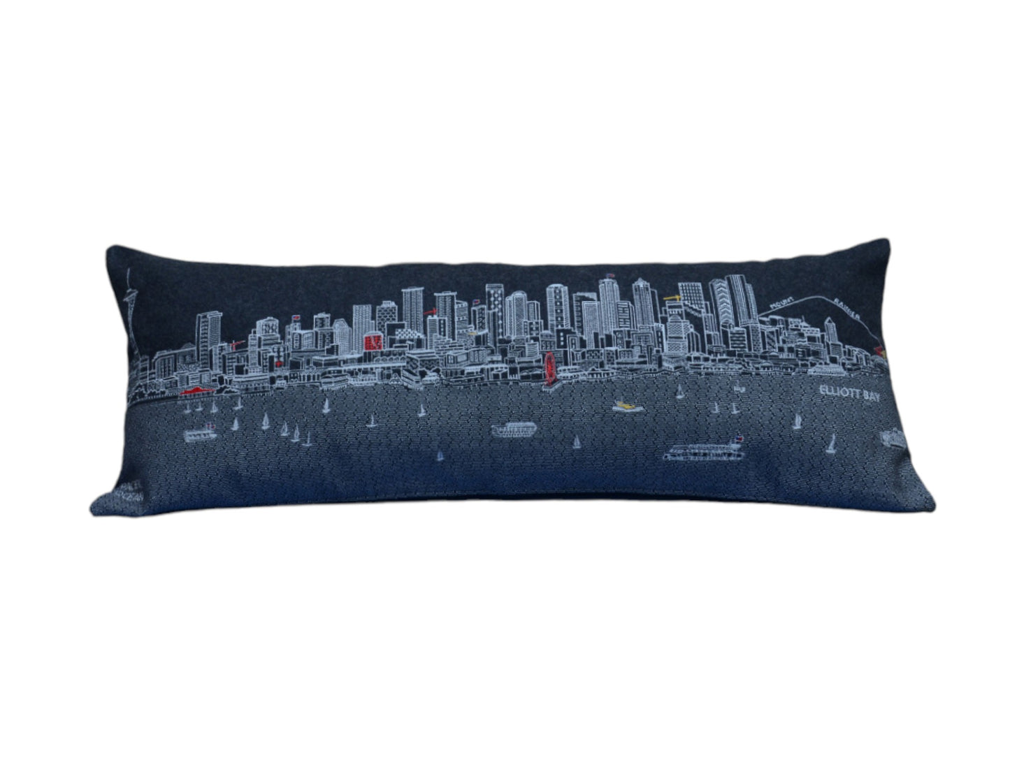 35" Black Seattle Nighttime Skyline Lumbar Decorative Pillow - Homeroots - Flyclothing LLC