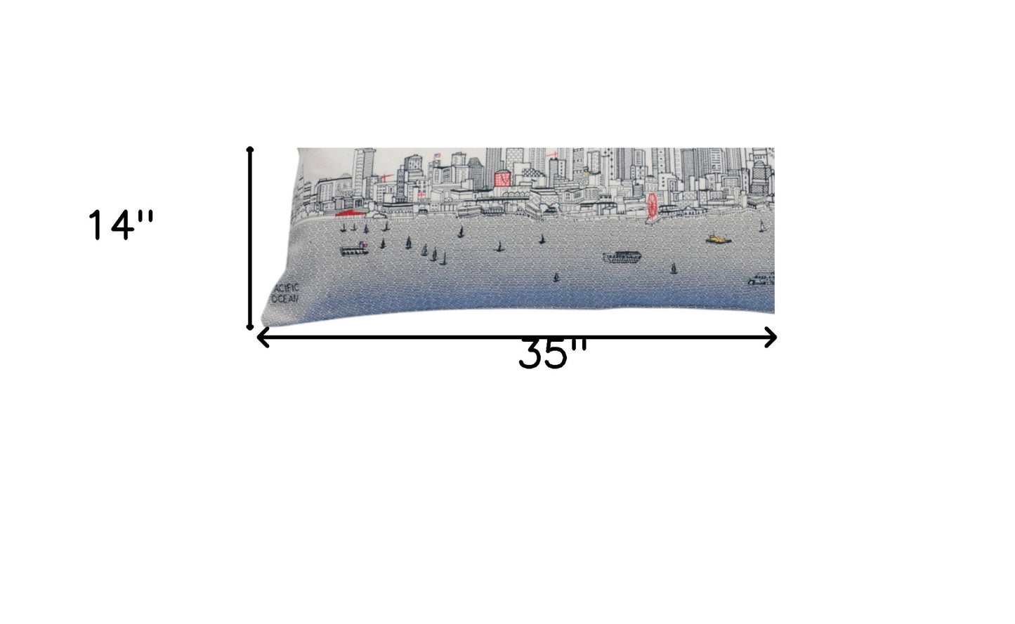 35" White Seattle Daylight Skyline Lumbar Decorative Pillow - Homeroots - Flyclothing LLC