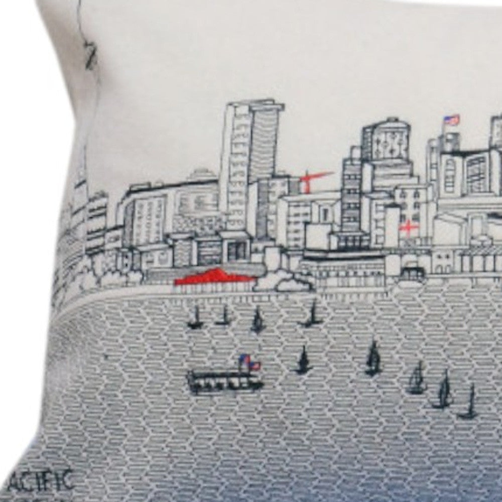 35" White Seattle Daylight Skyline Lumbar Decorative Pillow - Homeroots - Flyclothing LLC