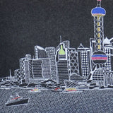 35" Black Shanghai Nighttime Skyline Lumbar Decorative Pillow - Homeroots