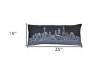 35" Black Shanghai Nighttime Skyline Lumbar Decorative Pillow - Homeroots - Flyclothing LLC