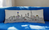 35" White Shanghai Daylight Skyline Lumbar Decorative Pillow - Homeroots - Flyclothing LLC