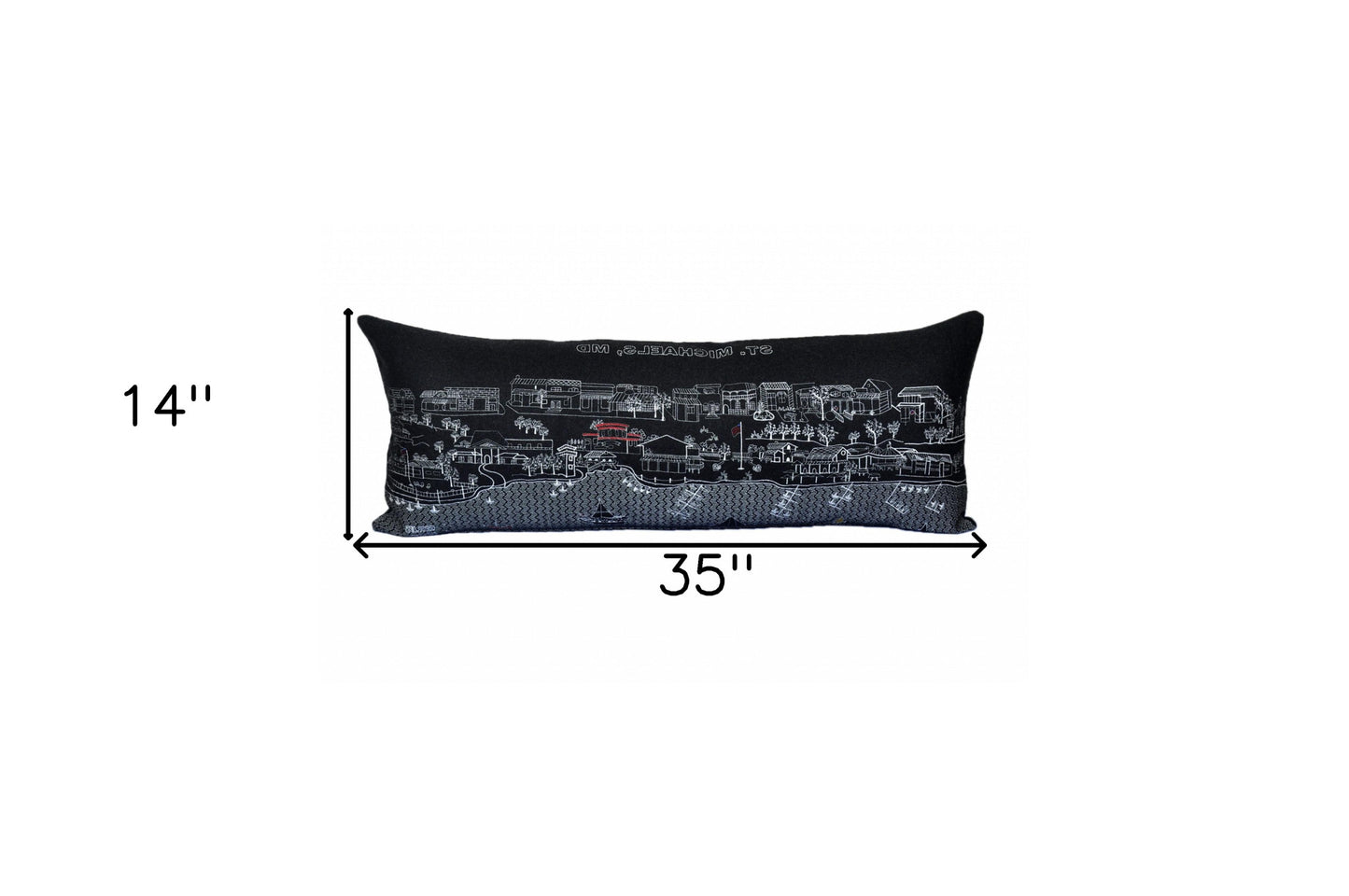 35" Black St Michael's Nighttime Skyline Lumbar Decorative Pillow - Homeroots - Flyclothing LLC