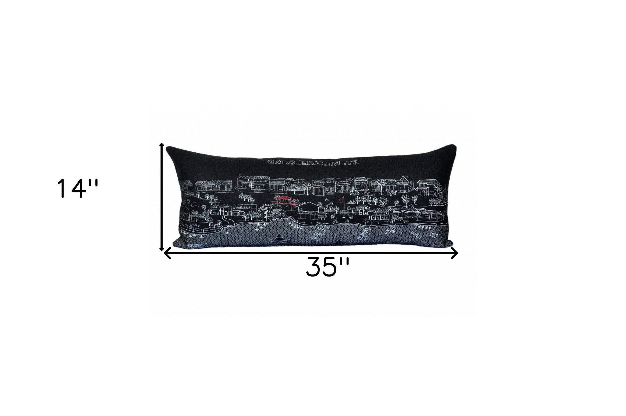35" Black St Michael's Nighttime Skyline Lumbar Decorative Pillow - Homeroots - Flyclothing LLC