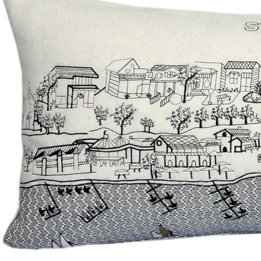 35" White St Michael's Daylight Skyline Lumbar Decorative Pillow - Homeroots - Flyclothing LLC