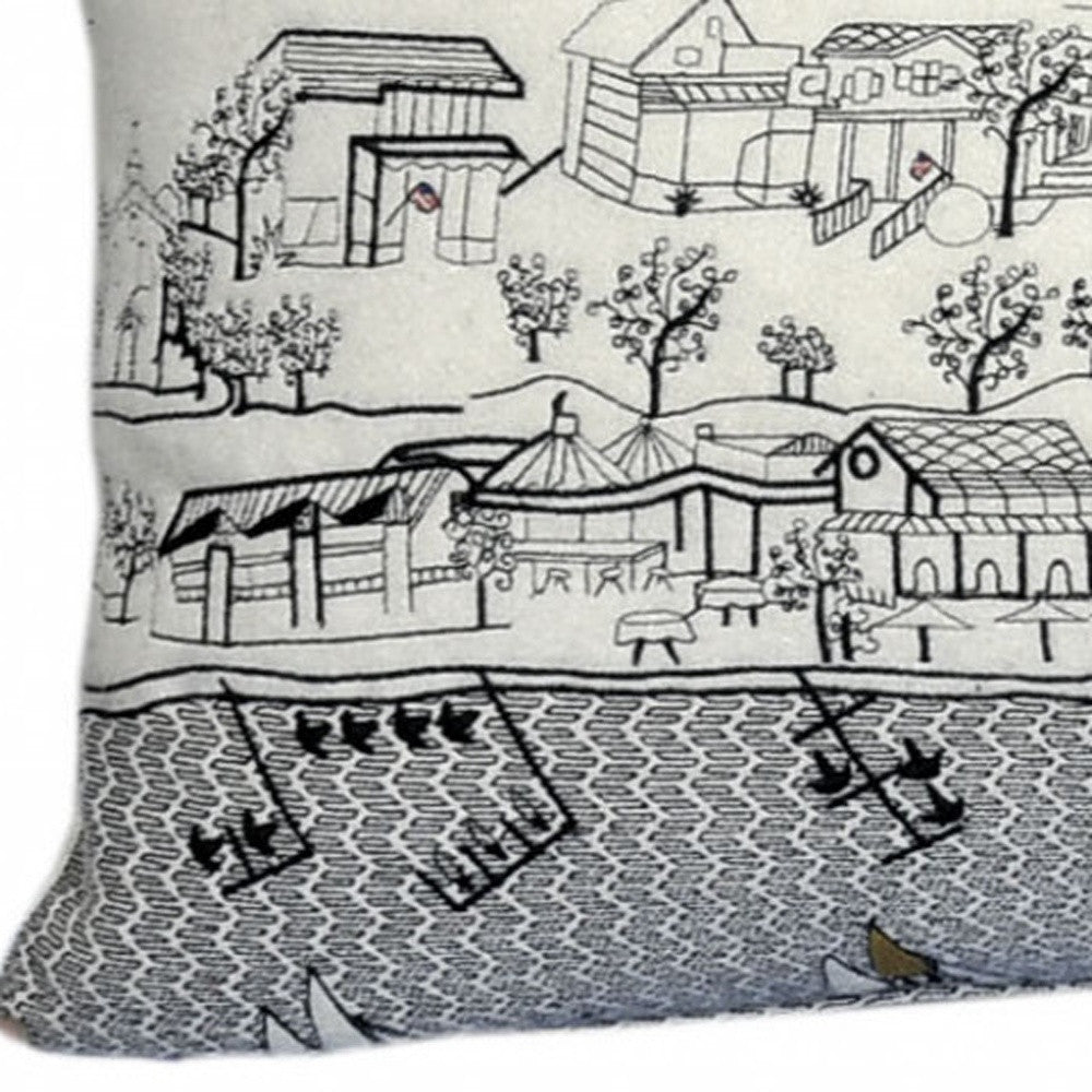 35" White St Michael's Daylight Skyline Lumbar Decorative Pillow - Homeroots - Flyclothing LLC