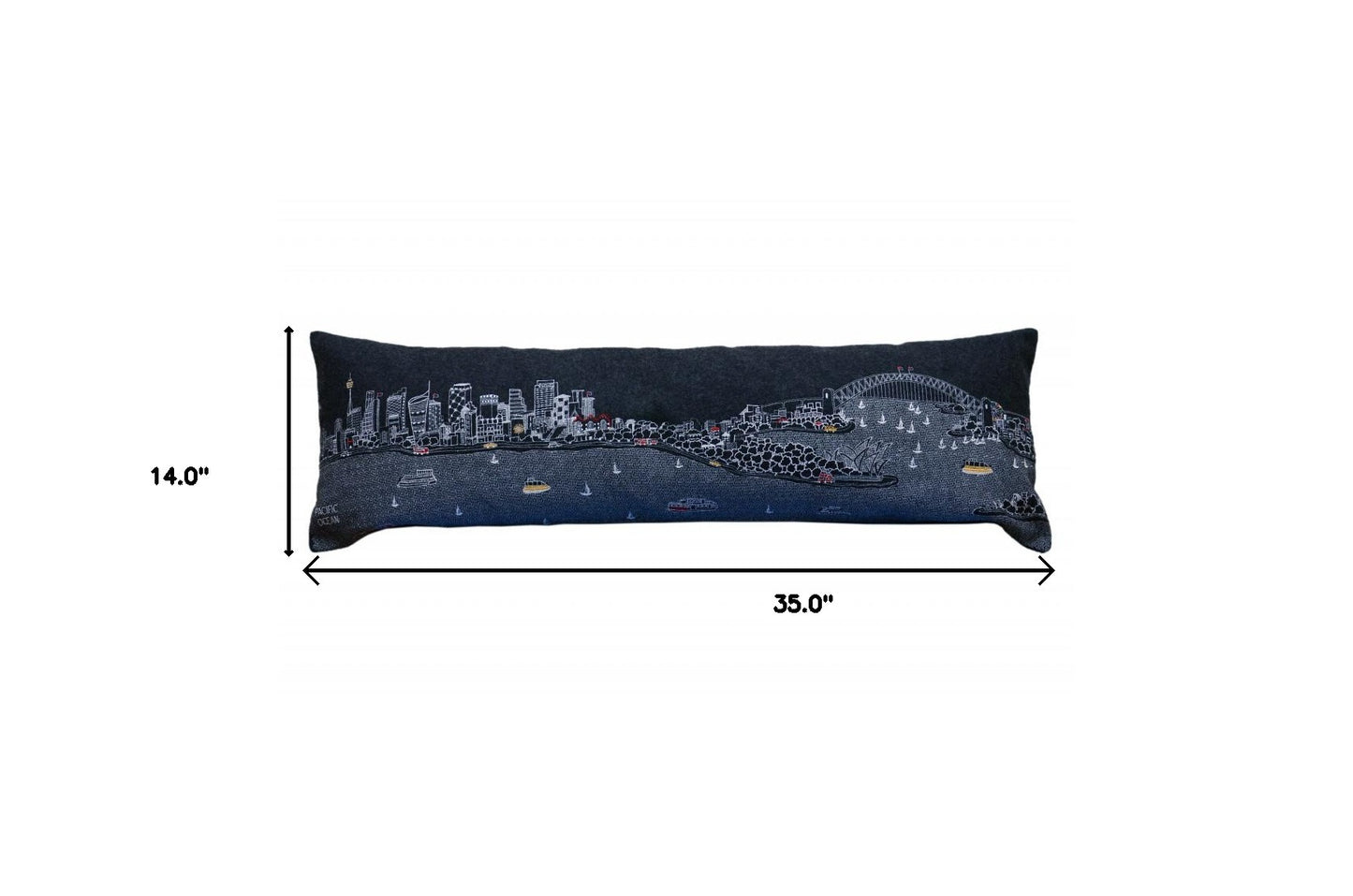 35" Black Sydney Nighttime Skyline Lumbar Decorative Pillow - Homeroots - Flyclothing LLC