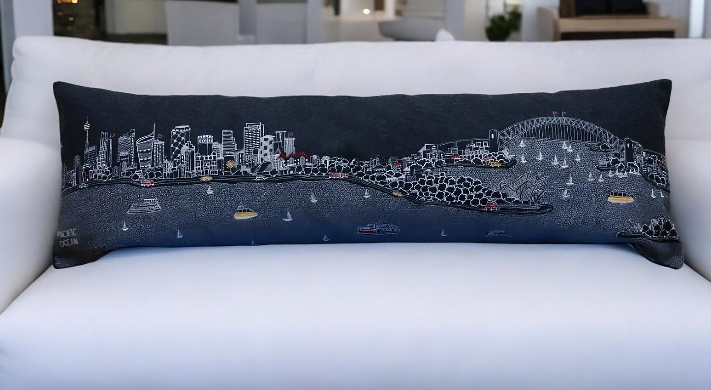 35" Black Sydney Nighttime Skyline Lumbar Decorative Pillow - Homeroots - Flyclothing LLC