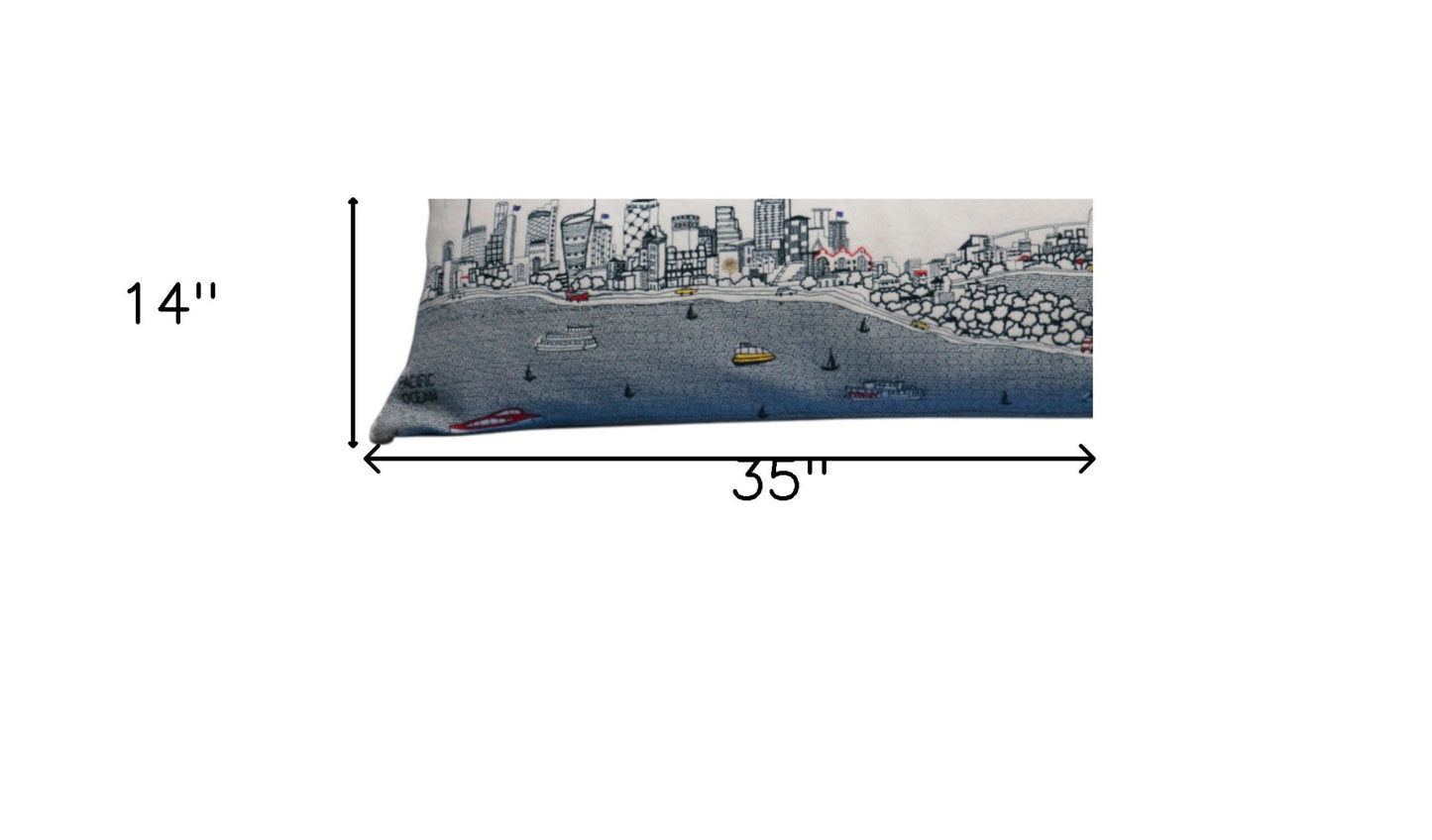 35" White Sydney Daylight Skyline Lumbar Decorative Pillow - Homeroots - Flyclothing LLC