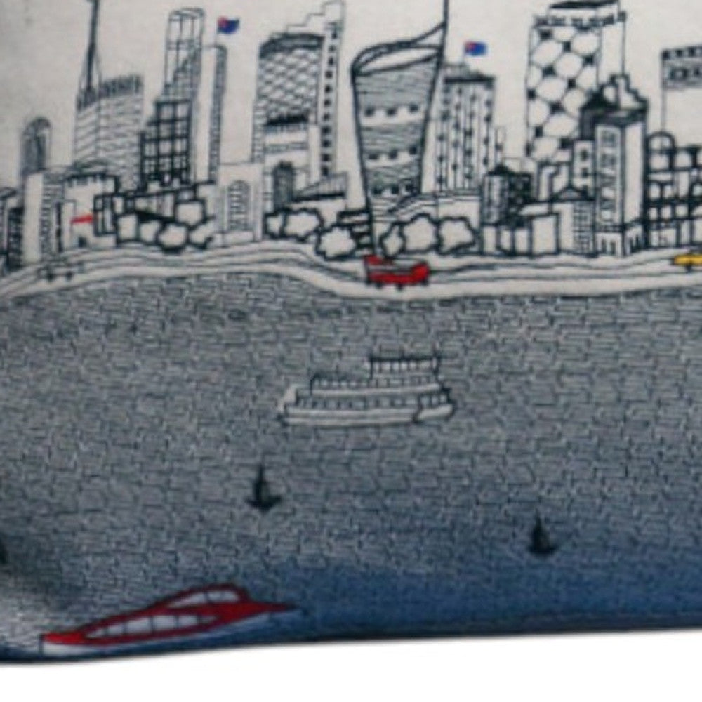 35" White Sydney Daylight Skyline Lumbar Decorative Pillow - Homeroots - Flyclothing LLC