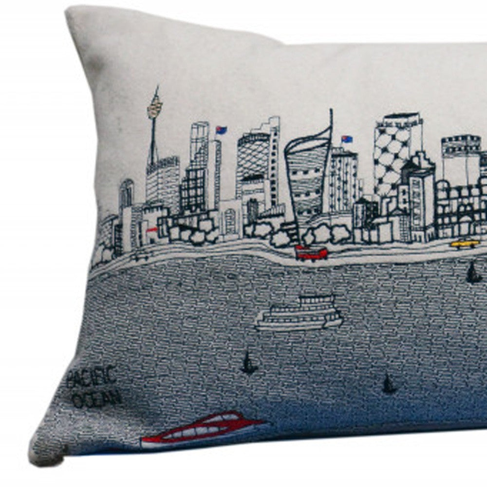 35" White Sydney Daylight Skyline Lumbar Decorative Pillow - Homeroots - Flyclothing LLC