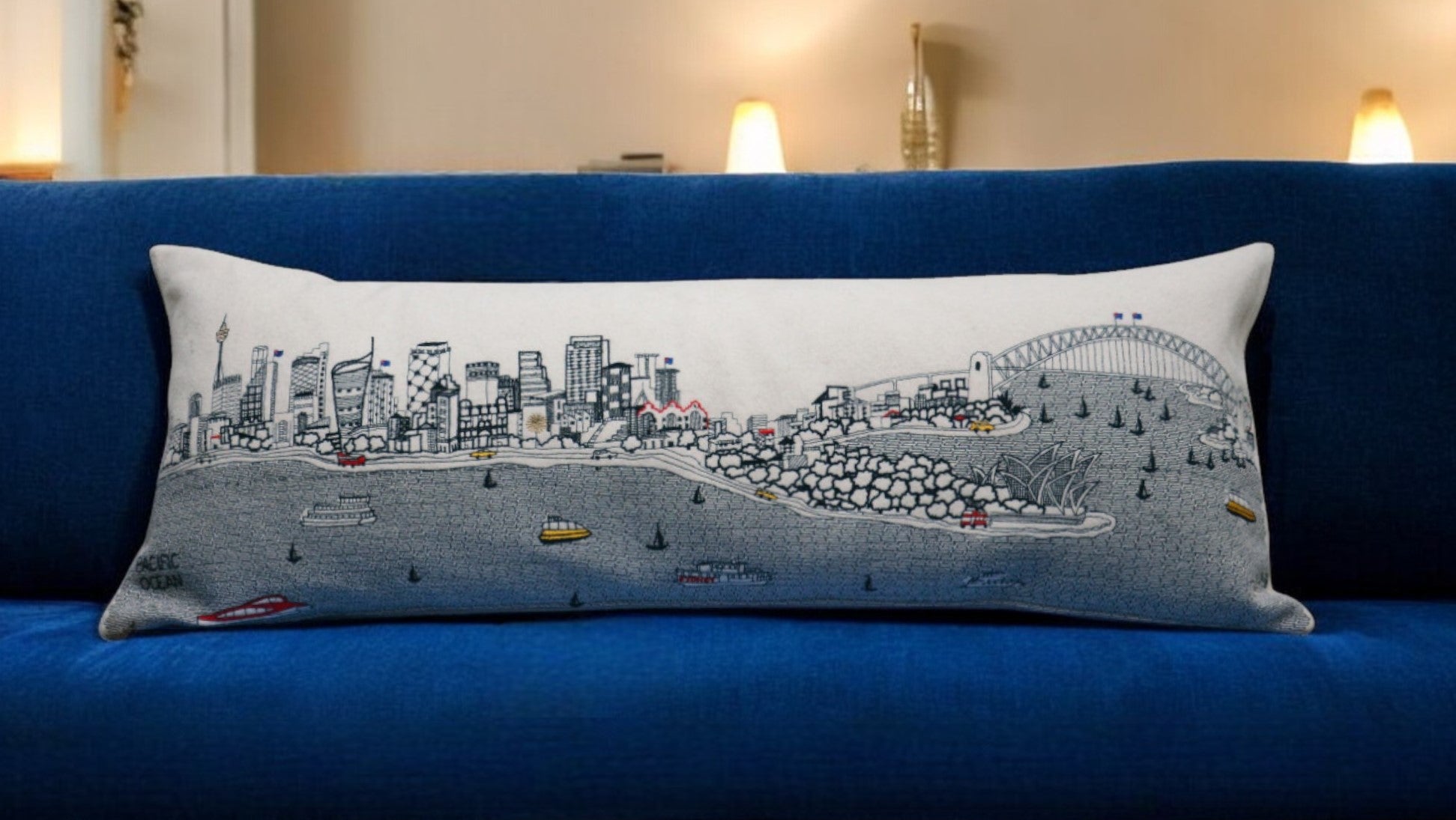 35" White Sydney Daylight Skyline Lumbar Decorative Pillow - Homeroots - Flyclothing LLC