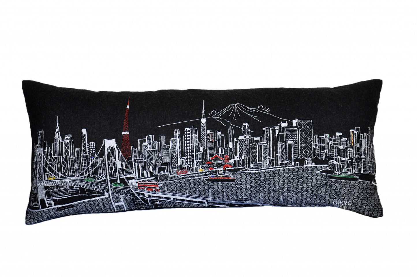 35" Black Tokyo Nighttime Skyline Lumbar Decorative Pillow - Homeroots - Flyclothing LLC