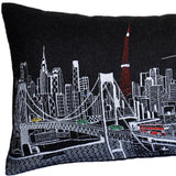 35" Black Tokyo Nighttime Skyline Lumbar Decorative Pillow - Homeroots - Flyclothing LLC