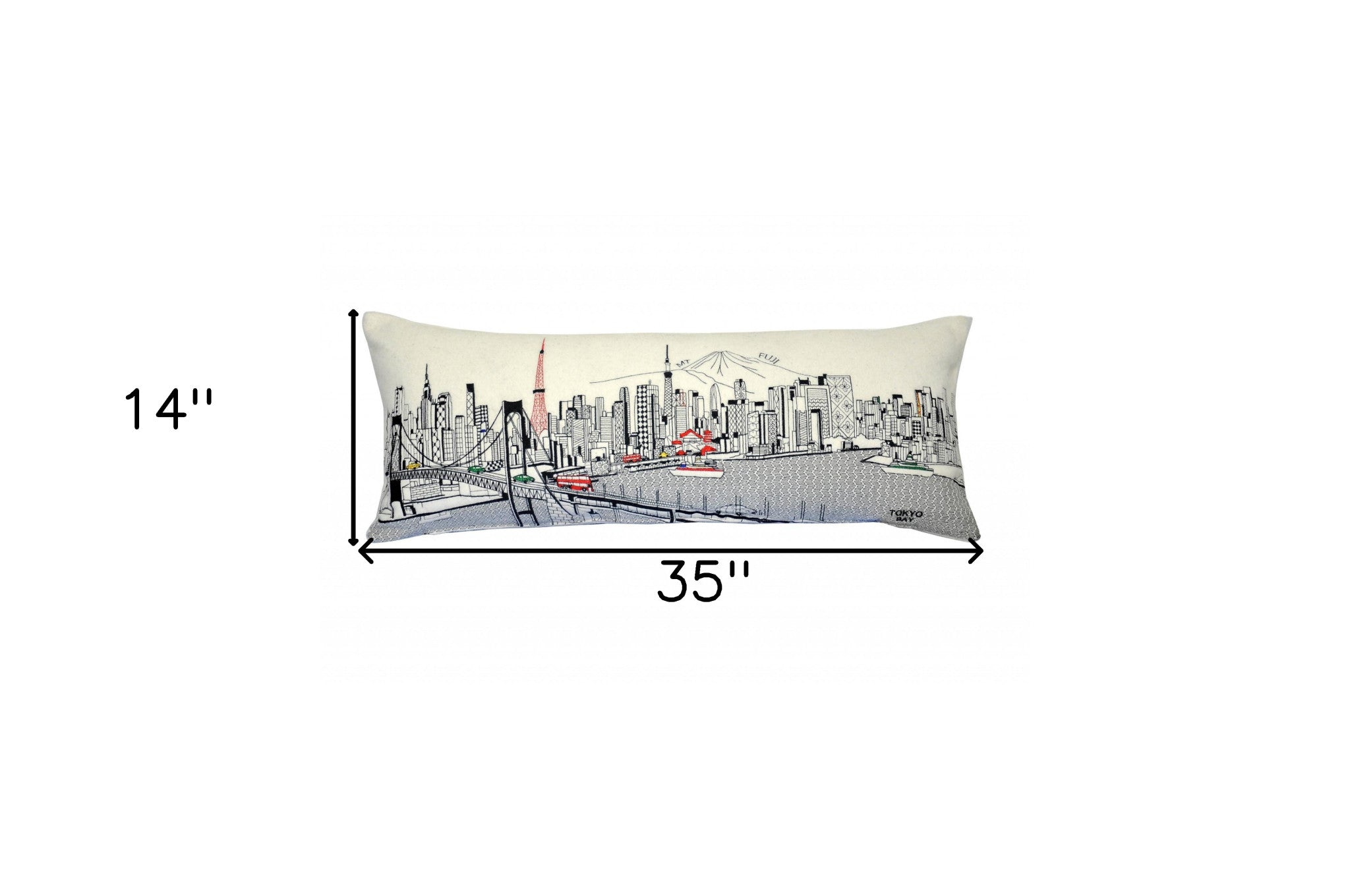 35" White Tokyo Daylight Skyline Lumbar Decorative Pillow - Homeroots - Flyclothing LLC