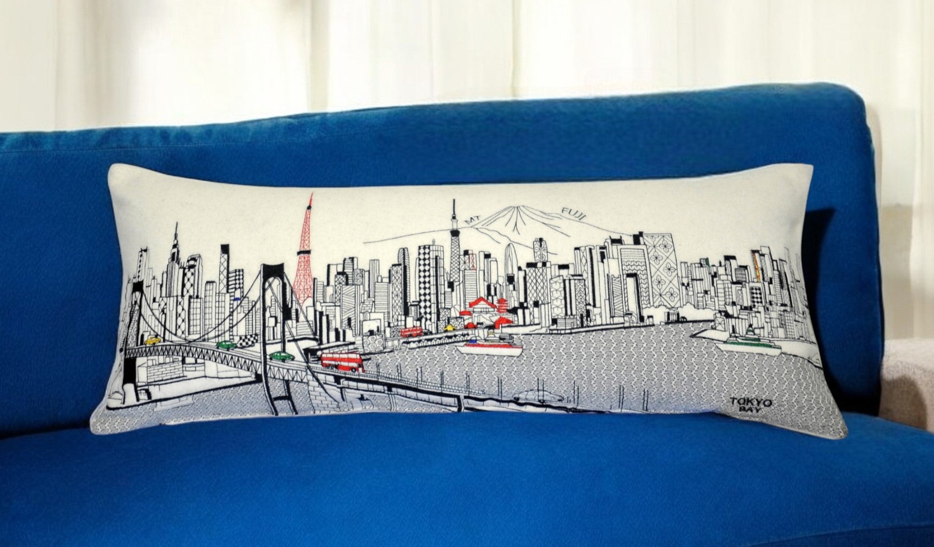 35" White Tokyo Daylight Skyline Lumbar Decorative Pillow - Homeroots - Flyclothing LLC
