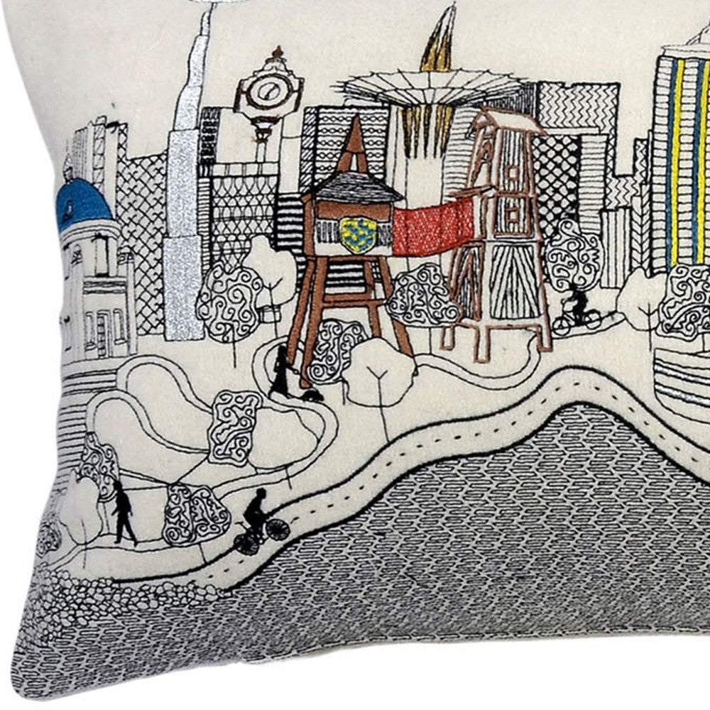 35" White Tulsa Daylight Skyline Lumbar Decorative Pillow - Homeroots - Flyclothing LLC