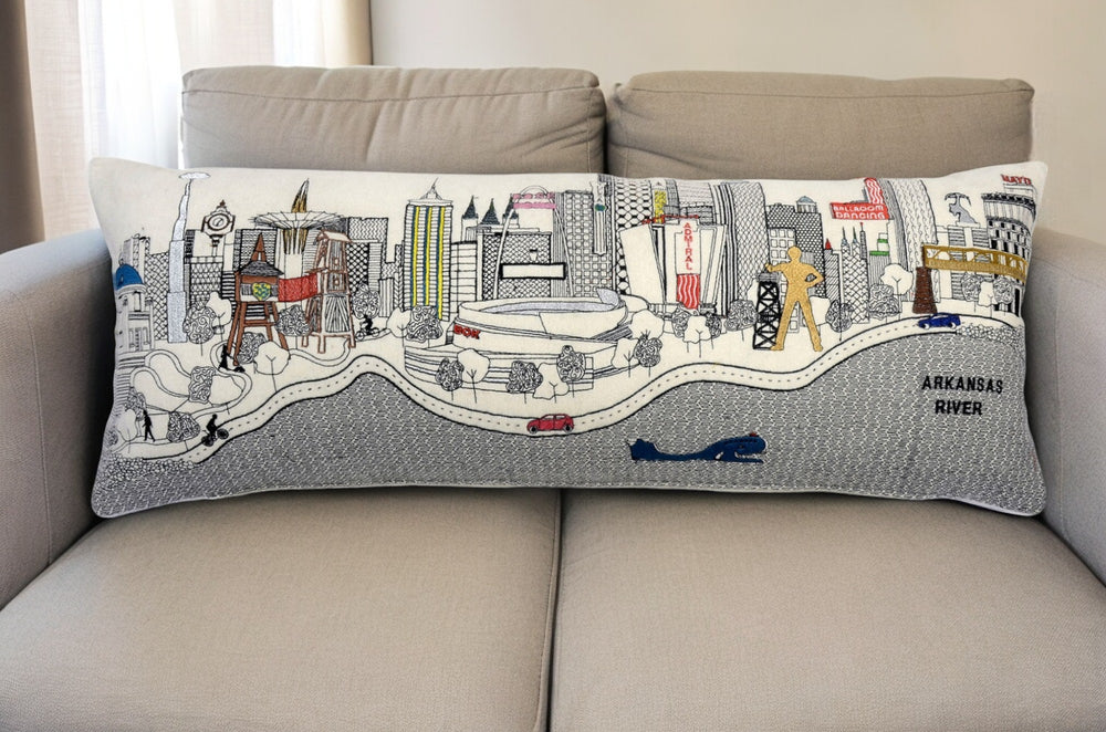 35" White Tulsa Daylight Skyline Lumbar Decorative Pillow - Homeroots