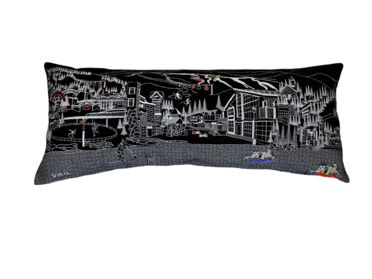 35" Black Vail Nighttime Skyline Lumbar Decorative Pillow - Homeroots - Flyclothing LLC