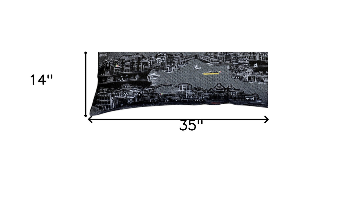 35" Black Venice Nighttime Skyline Lumbar Decorative Pillow - Homeroots - Flyclothing LLC