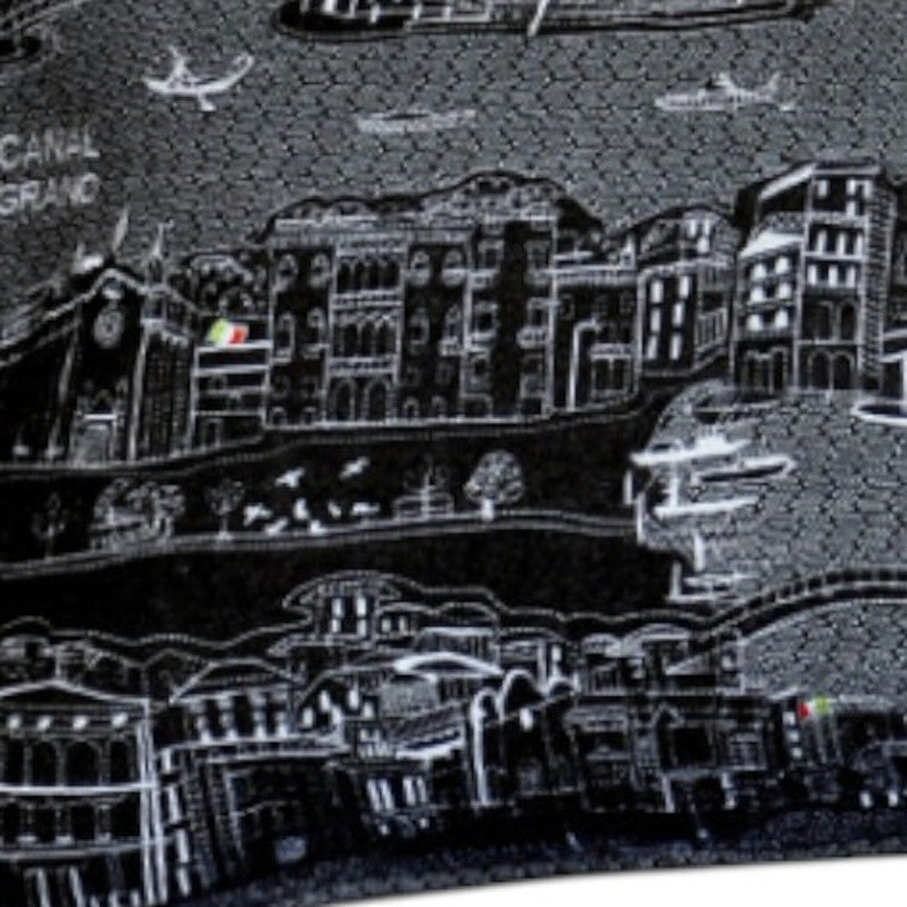 35" Black Venice Nighttime Skyline Lumbar Decorative Pillow - Homeroots - Flyclothing LLC