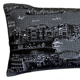 35" Black Venice Nighttime Skyline Lumbar Decorative Pillow - Homeroots - Flyclothing LLC
