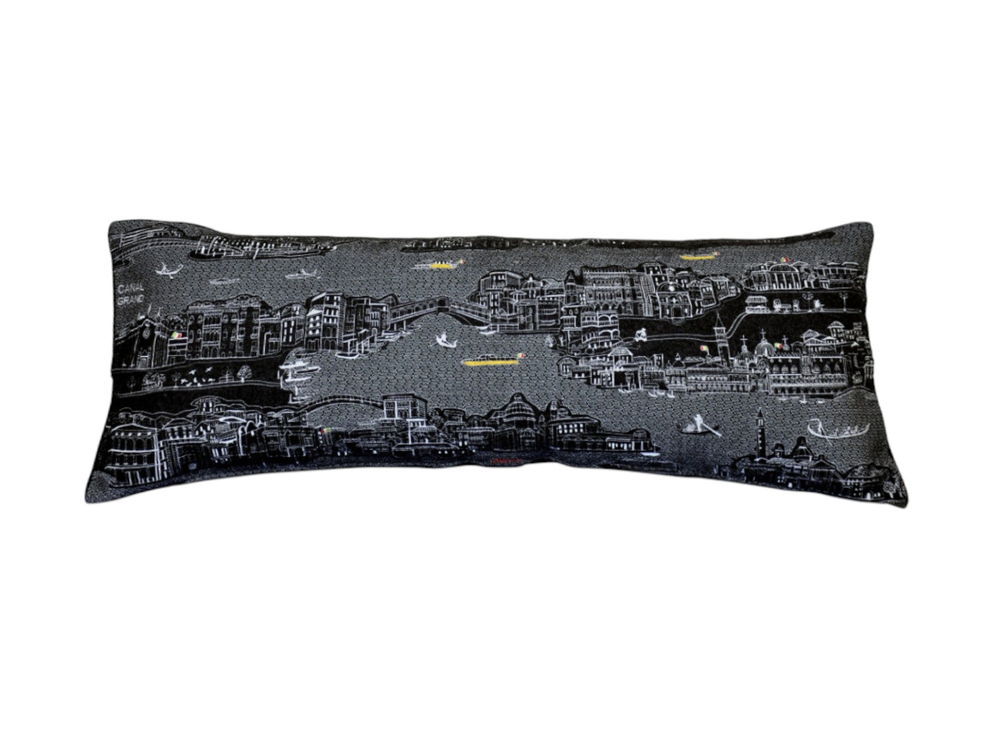 35" Black Venice Nighttime Skyline Lumbar Decorative Pillow - Homeroots - Flyclothing LLC
