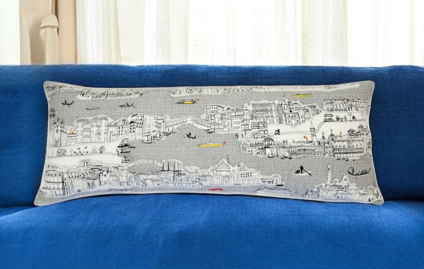 35" White Venice Daylight Skyline Lumbar Decorative Pillow - Homeroots - Flyclothing LLC