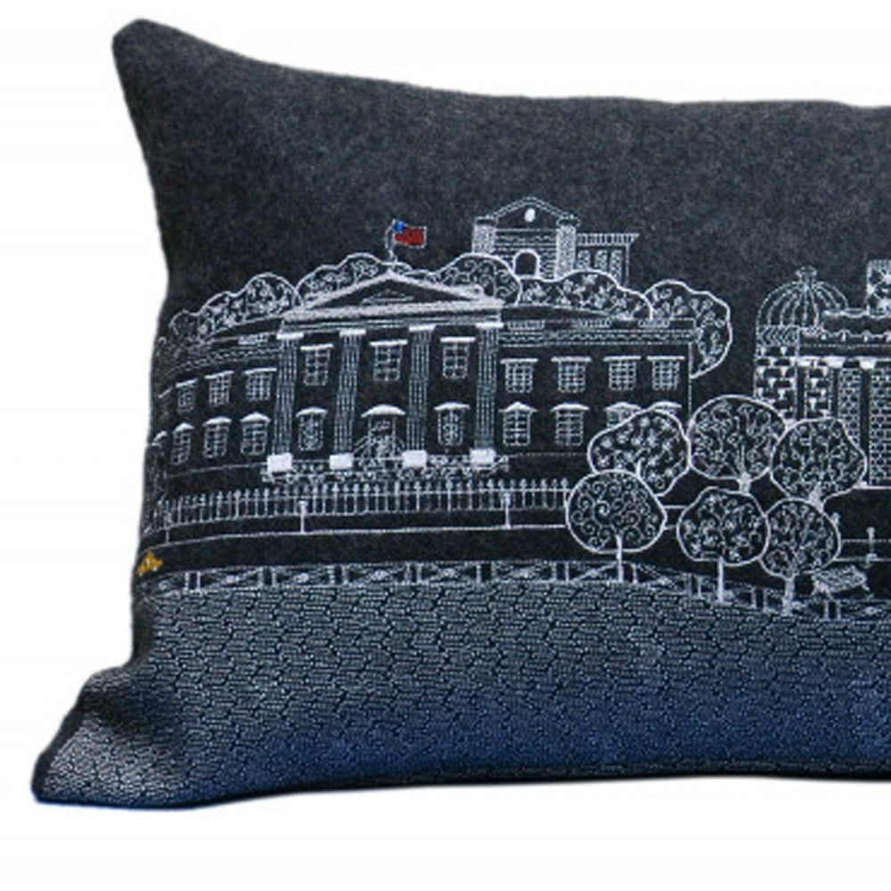 35" Black Washington DC Nighttime Skyline Lumbar Decorative Pillow - Homeroots - Flyclothing LLC