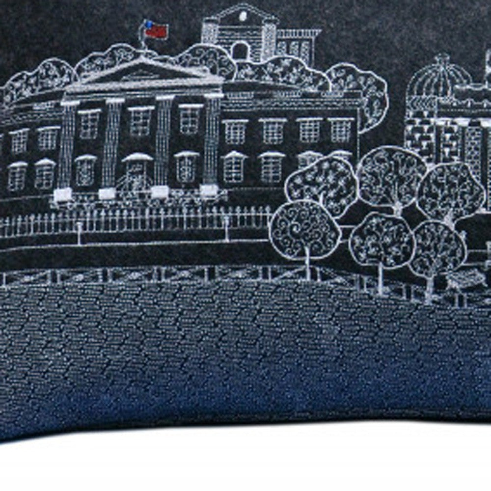 35" Black Washington DC Nighttime Skyline Lumbar Decorative Pillow - Homeroots - Flyclothing LLC