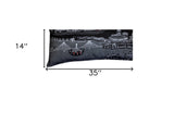 35" Black Wichita Nighttime Skyline Lumbar Decorative Pillow - Homeroots - Flyclothing LLC