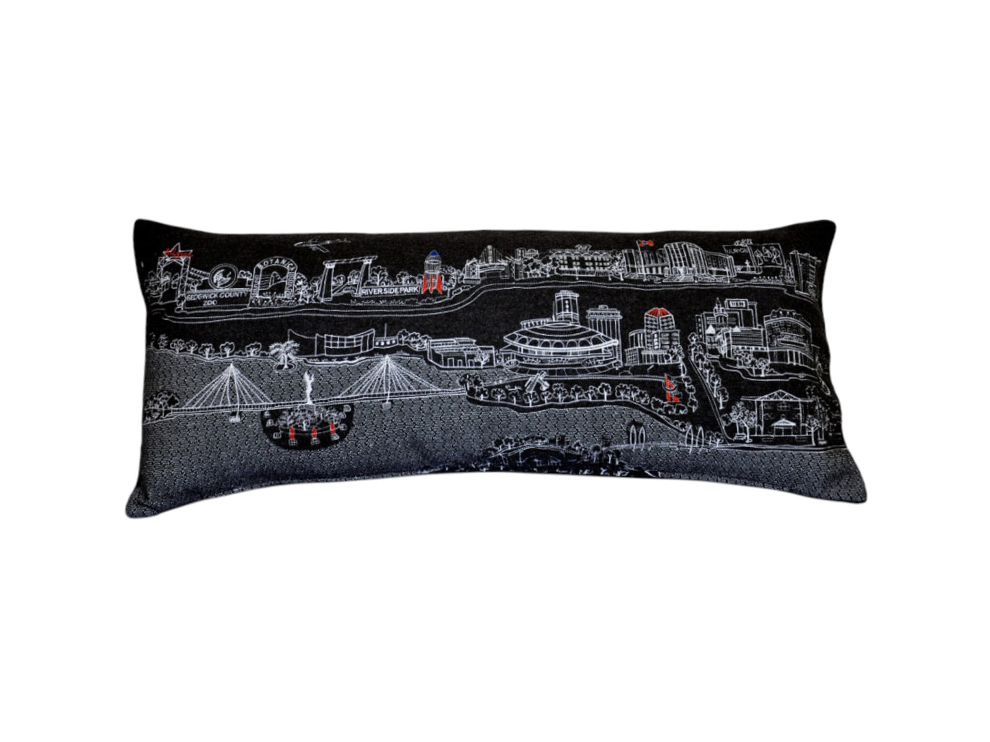 35" Black Wichita Nighttime Skyline Lumbar Decorative Pillow - Homeroots - Flyclothing LLC