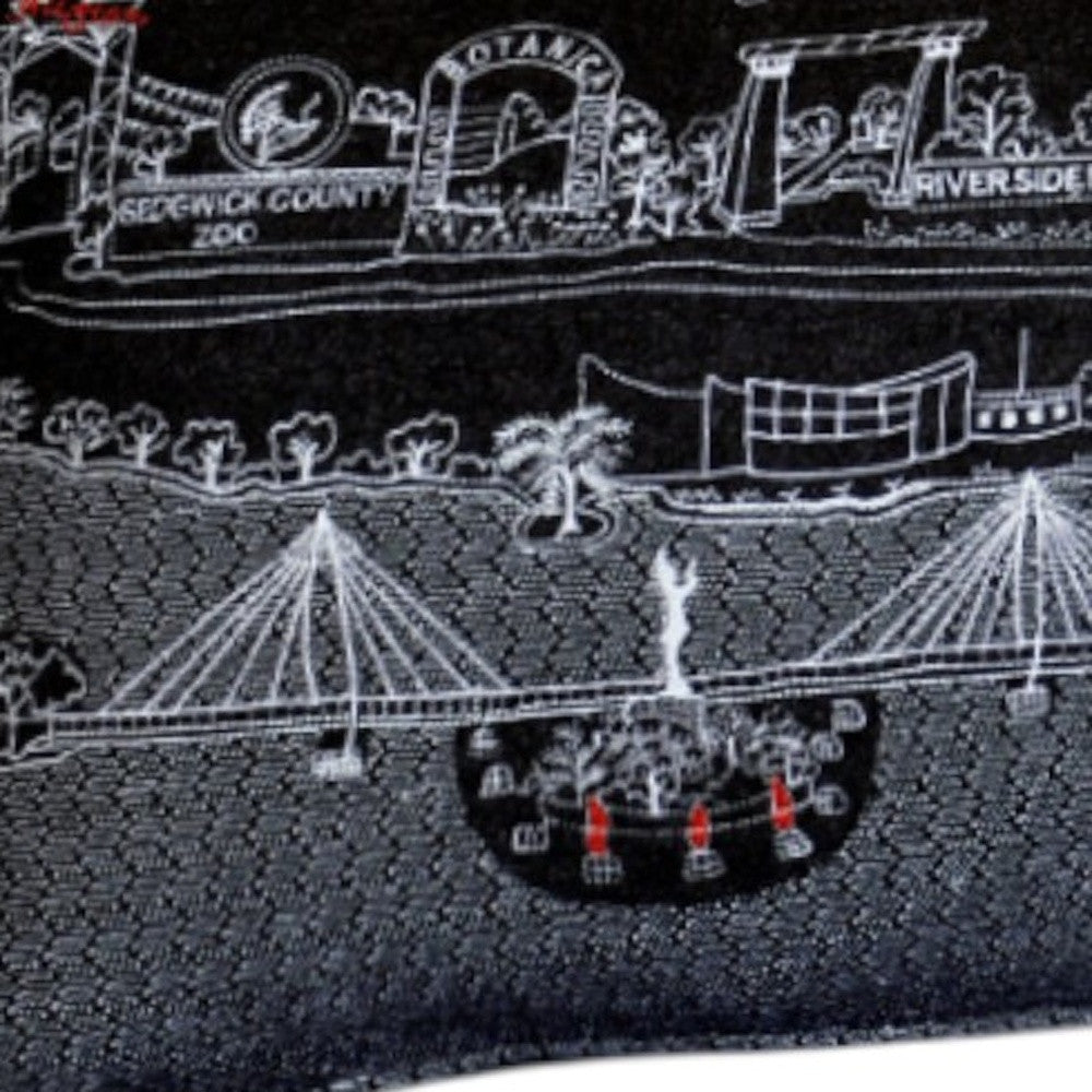 35" Black Wichita Nighttime Skyline Lumbar Decorative Pillow - Homeroots - Flyclothing LLC