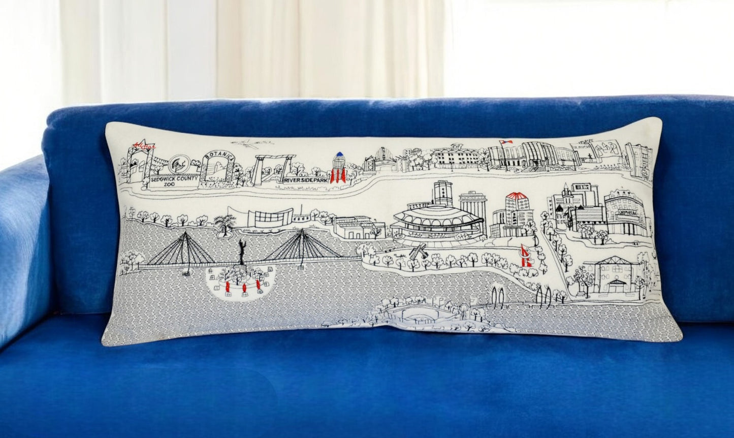 35" White Wichita Daylight Skyline Lumbar Decorative Pillow - Homeroots - Flyclothing LLC