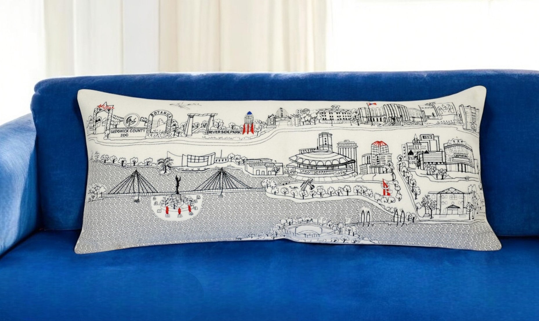 35" White Wichita Daylight Skyline Lumbar Decorative Pillow - Homeroots - Flyclothing LLC