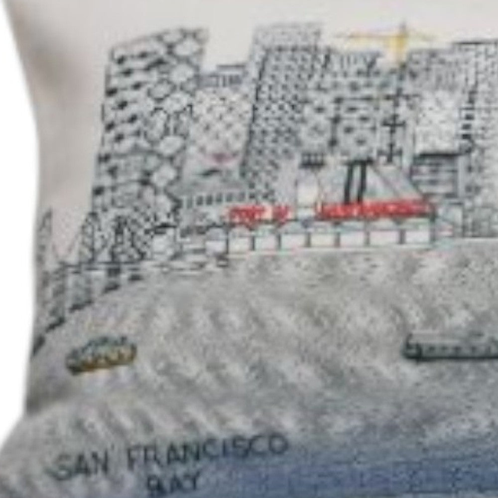 35" White San Francisco Daylight Skyline Lumbar Decorative Pillow - Homeroots - Flyclothing LLC