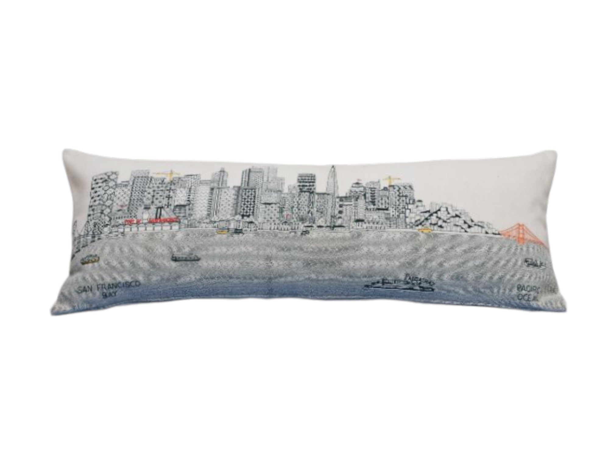 35" White San Francisco Daylight Skyline Lumbar Decorative Pillow - Homeroots - Flyclothing LLC