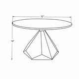 32" Brown And White Solid Wood and Marble Geo Coffee Table