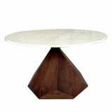 32" Brown And White Solid Wood and Marble Geo Coffee Table - Homeroots - Flyclothing LLC